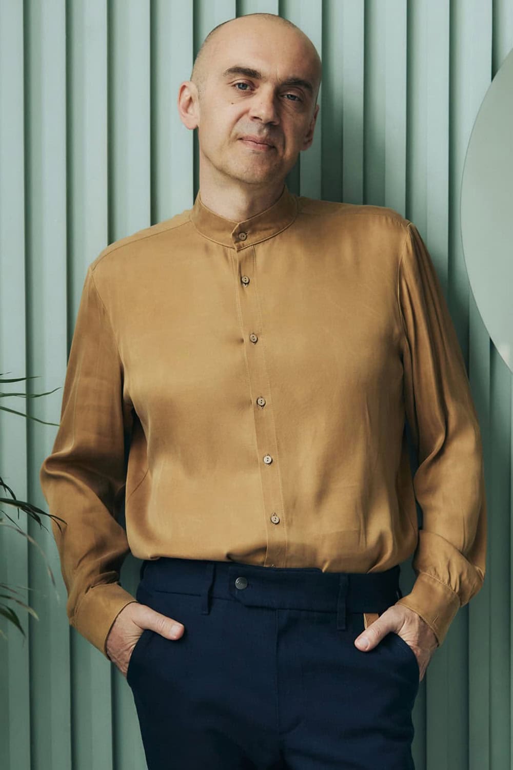 CZUŁA | Koszula cupro ze stójką | Slim Fit
