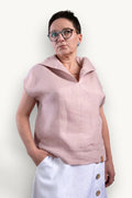 KOLIBER | Bluzka lniana z otwartym kołnierzem | Oversize