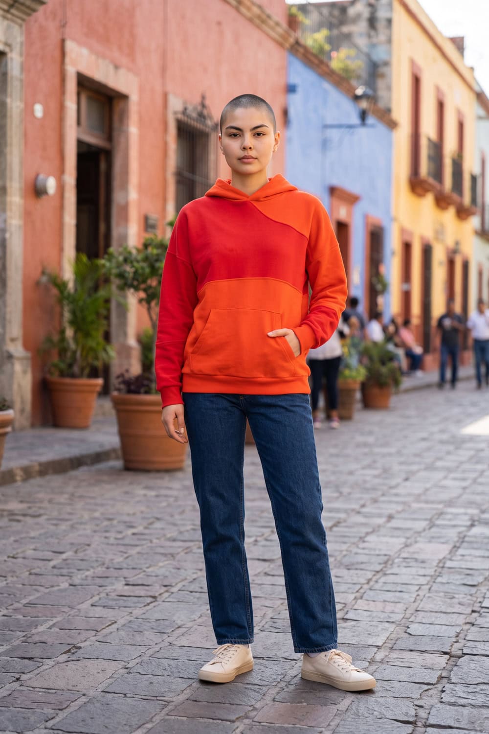 SINNLICH | Patchwork-Kapuzenpullover, ohne Reißverschluss | Oversize